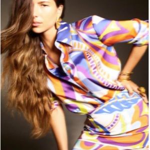 Zara Multicolor Skirt & Blouse Set